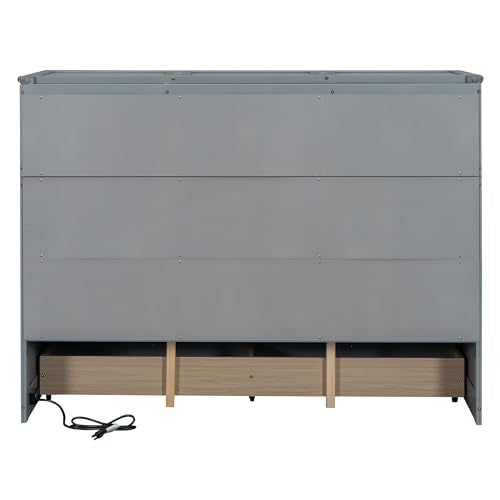 Harper & Bright Designs Queen Murphy Bed Cabinet, Solid Pine, Espresso W128