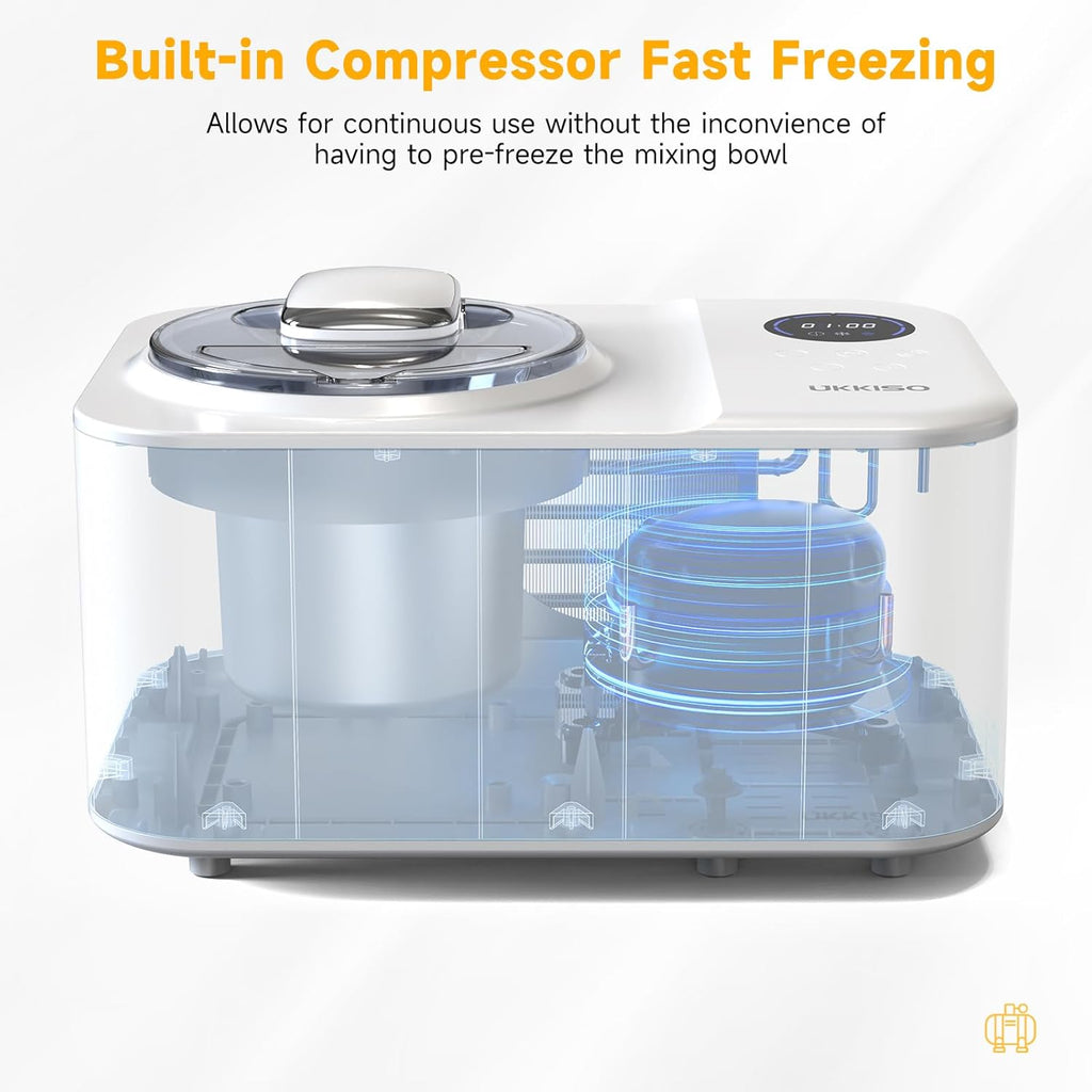 1.2L Automatic Ice Cream Maker with LCD Display, Stainless Steel O33691