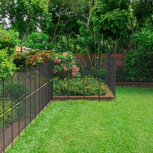 Skcoipsra Decorative Garden Fence 10 Pack, 37.5in H x 10.8ft L, Rustproof Metal Animal Barrier R288