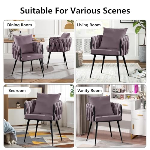 Velvet Dining Chairs Set of 2 with Metal Legs, Blue P582