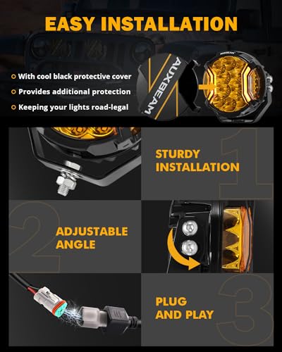 Auxbeam V-MAX Series 72W LED Pod Driving Lights with Amber DRL M188641