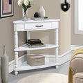 Knocbel Corner Table for Small Spaces, Triangle Side Table TV Stand with Small Drawer and Storage Shelves, Easy Assembly (Milk White)