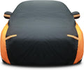 Full Car Cover Waterproof Most Weather for Automobiles, Outdoor Full Cover Rain UV Protection Sun, Scratch Resistant Windproof Universal (Black, Orange,Fit Sedan Length (194-208'') 59'' H)