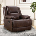 Genuine Leather Manual Recliner, Classic Traditional Reclining Chair with Overstuffed Back and Arm, Single Sofa Recliner Chair for Living Room, Bedroom, Home Theater (Brown)
