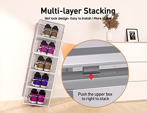 Kuject X-Large Clear Plastic Stackable Shoe Storage Boxes, 12 Pack, Blue Y142131