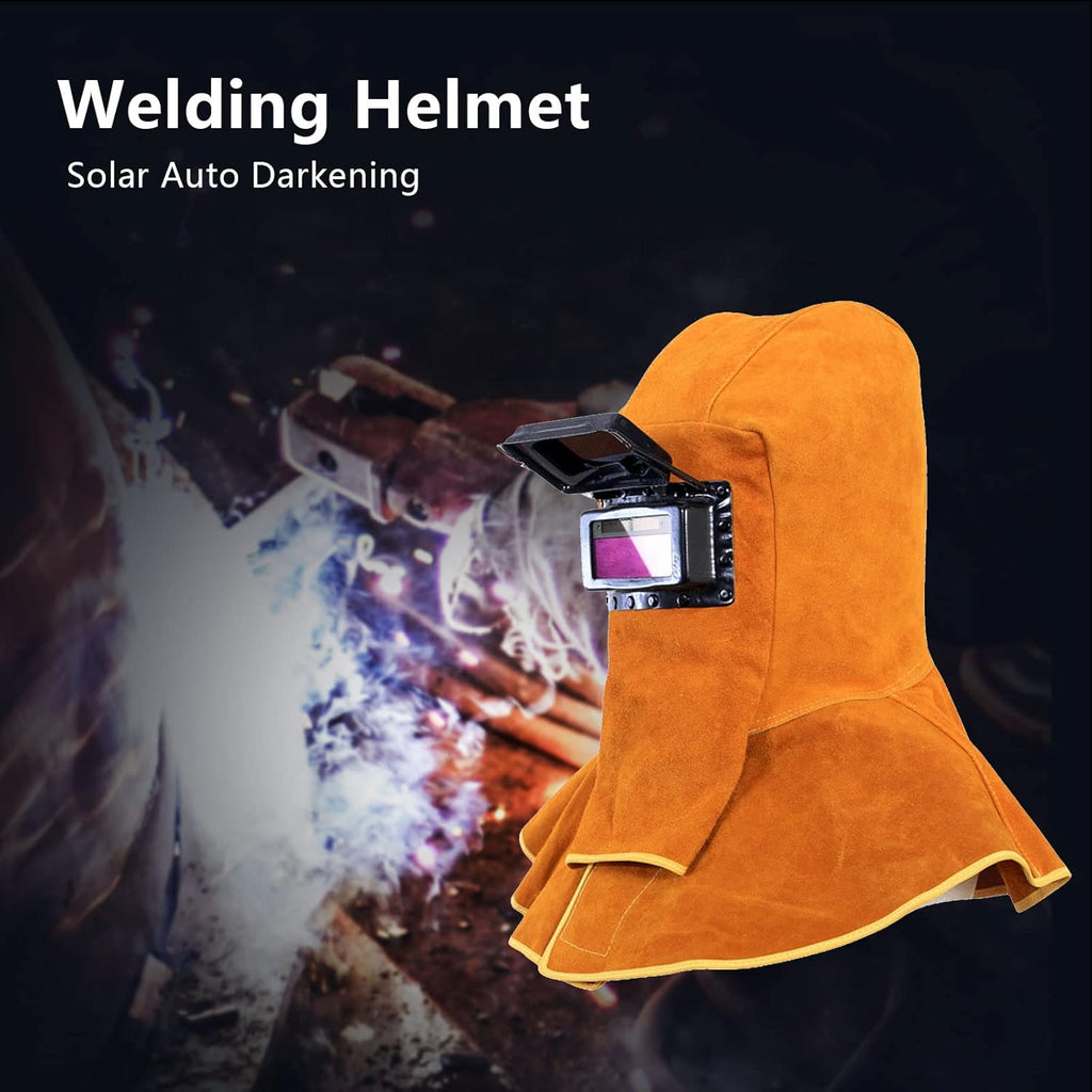 Leather Welding Mask with Solar Auto Darkening Filter, Yellow I380