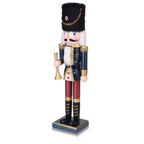 Wooden Christmas Nutcracker Soldier with Bugle, 15 Inch Handcrafted Decor B901