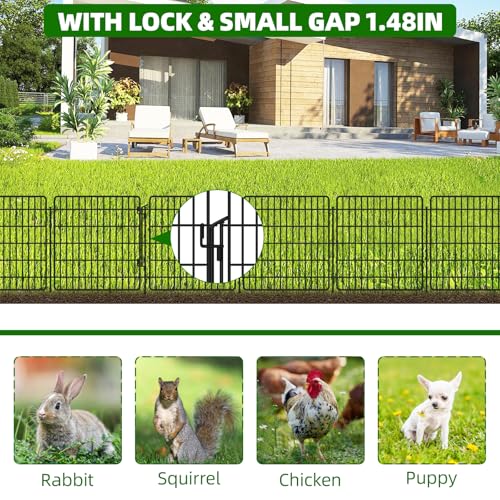 10 Panels Garden Fencing Animal Barrier, 33in x 24ft Rustproof Dog Fence W482439