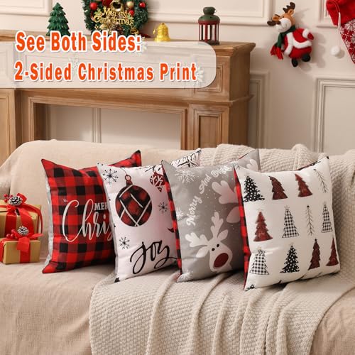 Christmas Pillow Covers 18x18 Set of 4, Double-Sided Print G493315