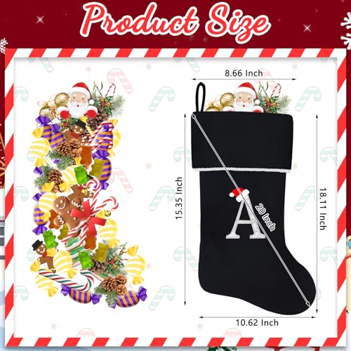 20 Inches Initial Monogram Blue Velvet Christmas Stocking with Gold Trim U394