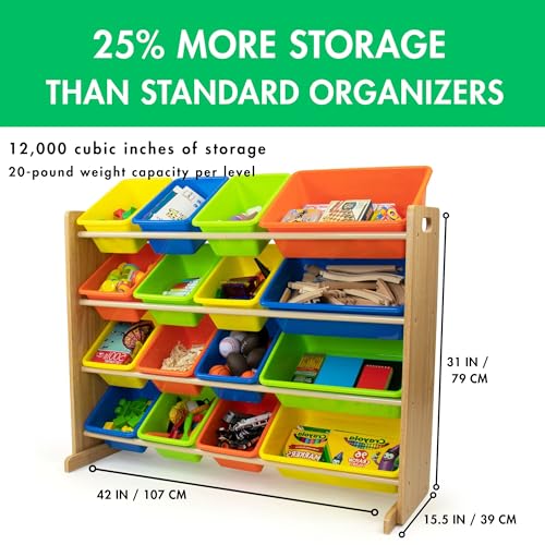 Humble Crew Supersized Toy Storage Organizer with 16 Removable Bins, Grey/White D772791