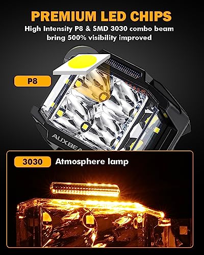 Auxbeam V-MAX Series 72W LED Pod Driving Lights with Amber DRL M188641