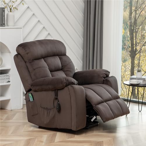 Lift Chair Recliner with Massage and Heat, Heavy Duty for Seniors, Brown V12888
