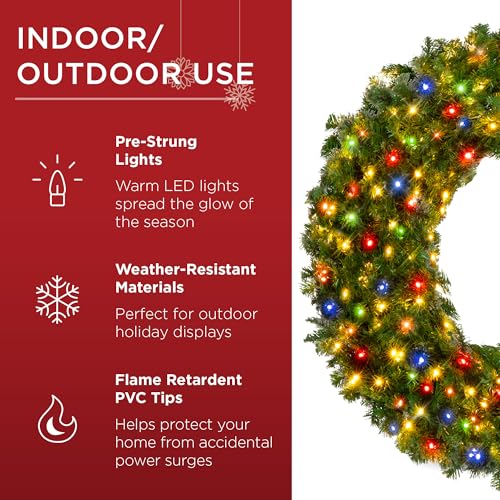 Best Choice Products 60in Pre-Lit Fir Christmas Wreath with 300 LED Lights E577048
