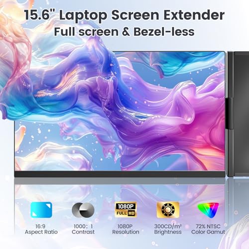 Laptop Screen Extender 15.6" Portable Monitor with 120% sRGB, FHD IPS & USB to HDMI Hub L477181