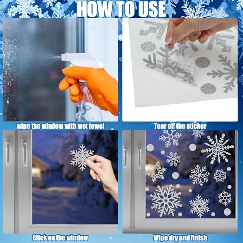 Extra Large Glitter Snowflake Window Clings Christmas White Window Decals L83083