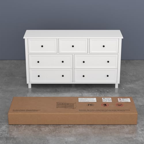 Farmhouse White Dresser with 7 Drawers for Bedroom B342
