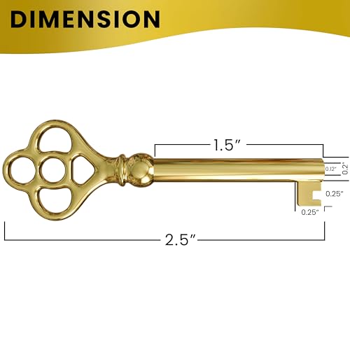 KY-3 Hollow Barrel Brass Plated Replacement Skeleton Key for Antique Furniture N99988