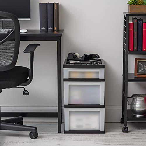 IRIS USA 4-Drawer Plastic Rolling Storage Cart with Wheels, Black/Pearl E270856