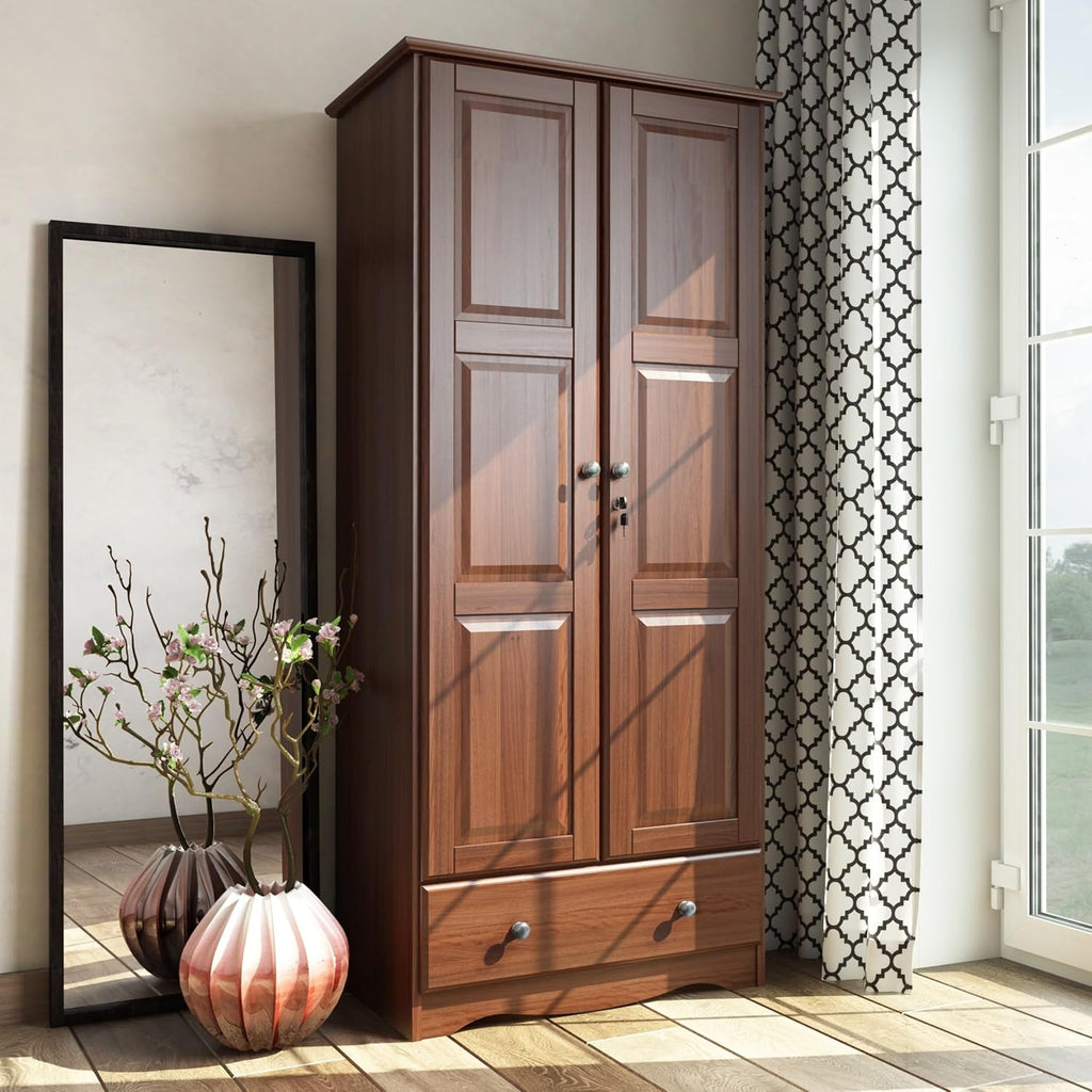 Palace Imports Solid Wood Flexible Wardrobe Armoire, Mocha Stained Mahogany Finish A4062