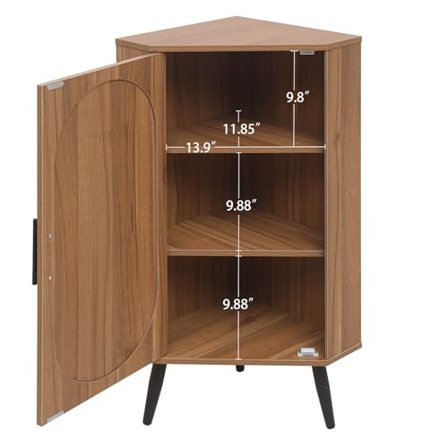 ZeHuoGe Corner Storage Cabinet with Rattan Door O376