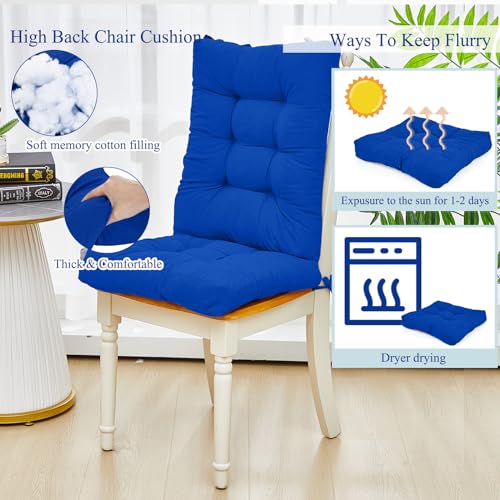 Juexica 4 Sets Outdoor Patio Chair Cushions High Back Tufted Beige D1688