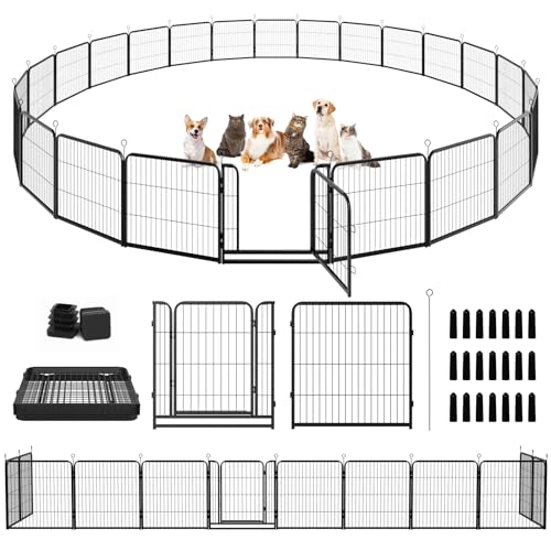 Dog Playpen Outdoor Extra Wide 12 Panels Heavy Duty 40" Height with Doors Portable G77703