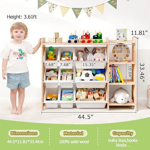 MallBest 4-Tier Kids' Toy Storage Organizer Shelf with 9 Plastic Bins F1027