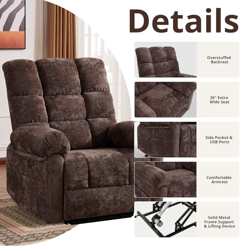 Oversized Power Lift Recliner Chair for Elderly with Massage and Heat T36815