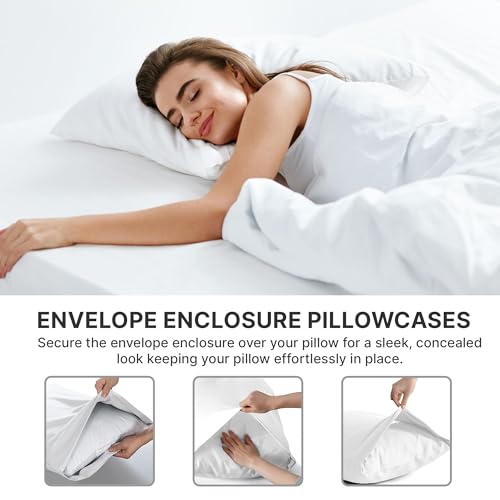 King Pillow Cases Set of 2 - Soft Hotel Quality White Pillowcase Covers Q539042