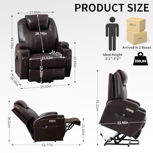 Power Lift Recliner Chair for Elderly with Heat and Massage, Black S324855