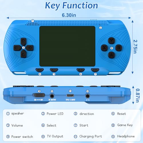 Handheld Game Console for Kids, Portable, Preloaded 258 Games J862