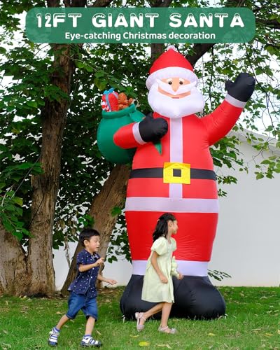 12FT LED Lighted Inflatable Santa Claus for Outdoor Christmas Yard Decor P844