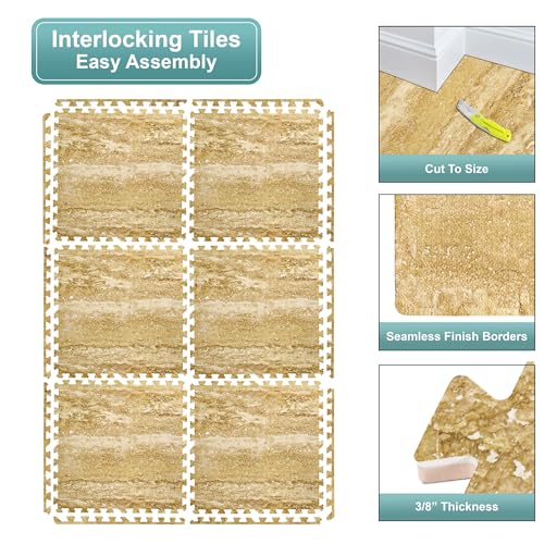 Sorbus Wood Grain EVA Interlocking Floor Mats with Borders J287
