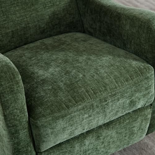 360° Swivel Glider Recliner Chenille Upholstered Wingback Accent Chair Green B93757