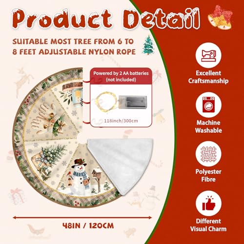Christmas Tree Skirt 36 Inch with Snowman Reindeer Santa Snowflake L183244