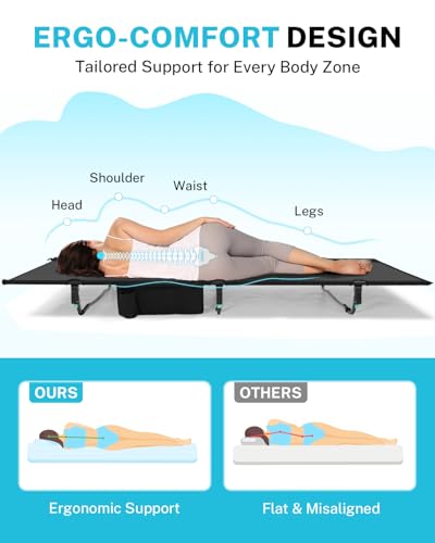 Gonex Extra Wide Camping Cot with Breathable Mesh, Supports 350lbs H8062
