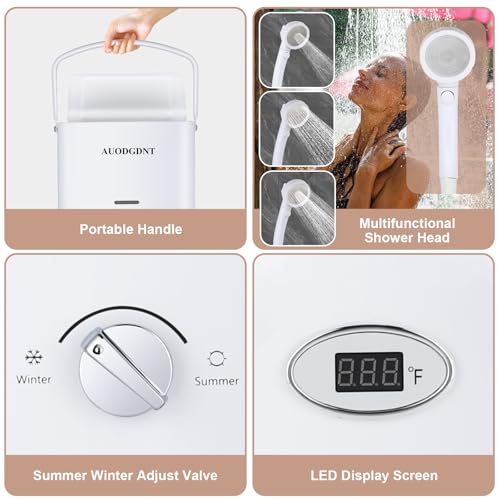 Portable Propane Tankless Water Heater 1.58 GPM with LED Display for RV Camping Shower L381968