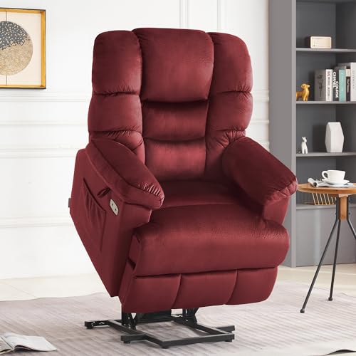 MCombo Triple Motor Power Lift Recliner Chair Sofa with Adjustable Headrest, Fabric, Brown T835565