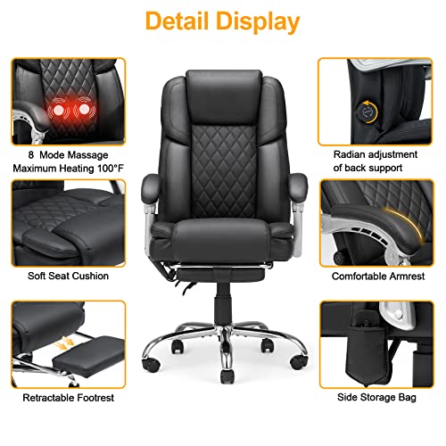 HOMREST Executive Ergonomic Office Chair with Massage and Heat, White N876
