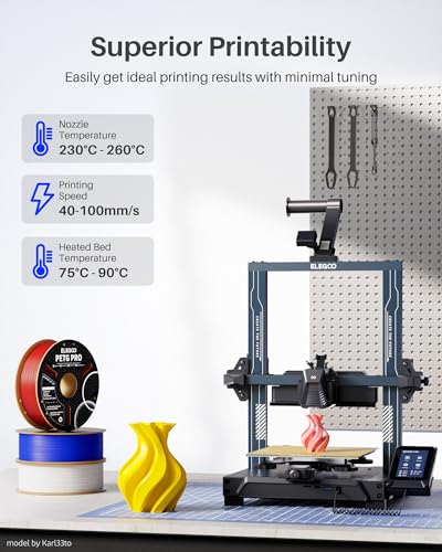ELEGOO PETG Filament 1.75mm Black 2KG, 3D Printer Filament for FDM Printers D745395