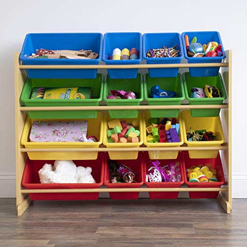 Humble Crew Supersized Toy Storage Organizer with 16 Removable Bins, Grey/White D772791