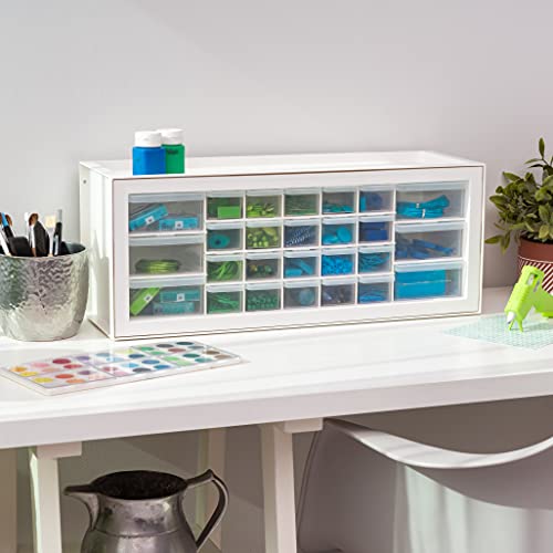 IRIS USA Plastic Drawer Storage Organizer, 24-Drawer Cabinet for Crafts Hardware Tools - Black I685821