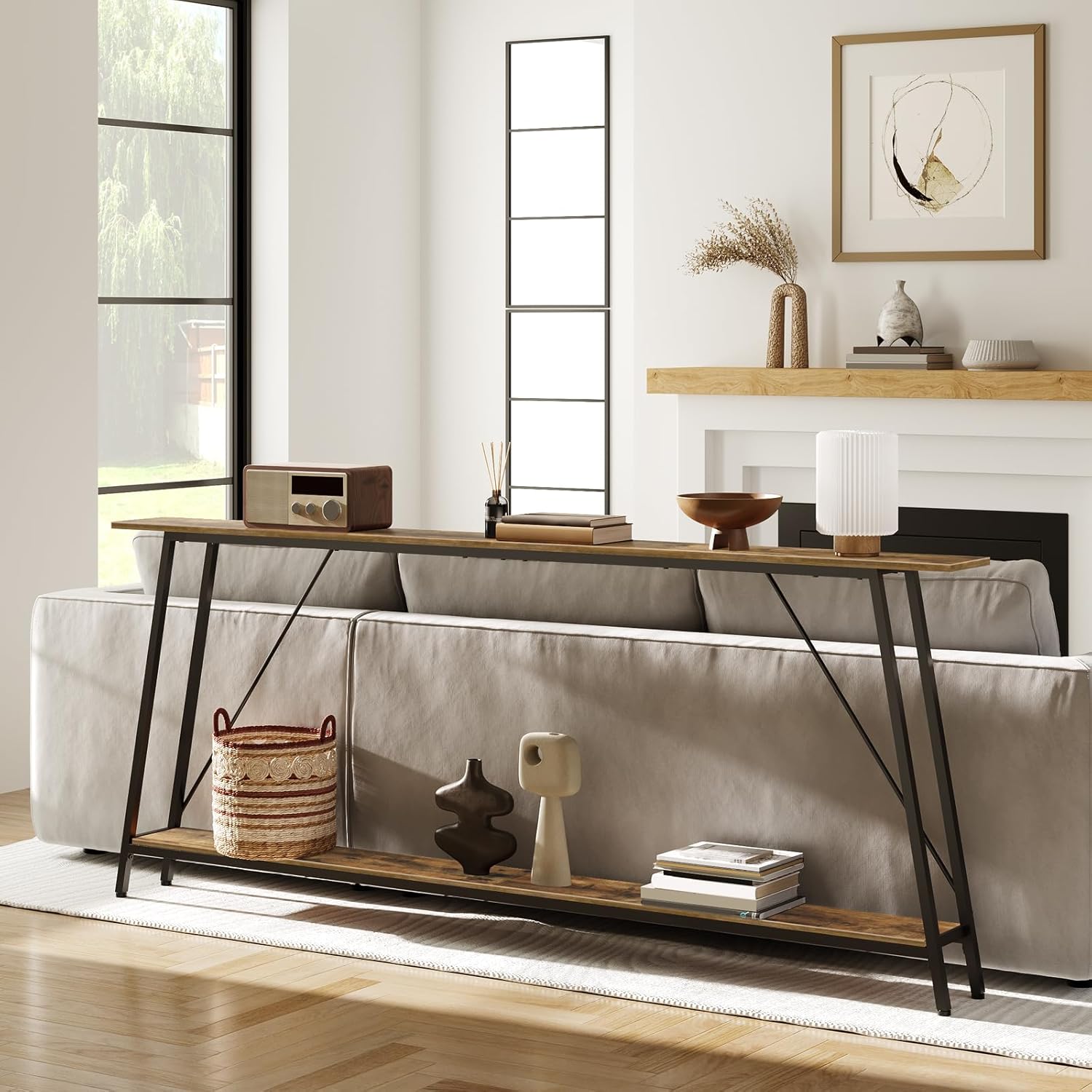 78.7" Console Table with Power Outlets Bundle, Narrow Entryway & Sofa Table T29954