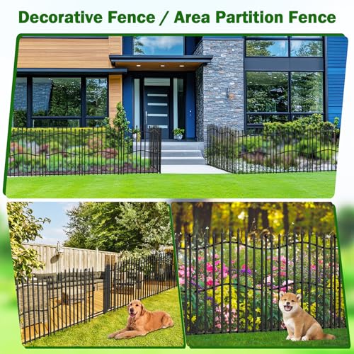 8 Panels Tall No Dig Garden Fence 40in H x 18ft L Rustproof Metal Barrier H7450