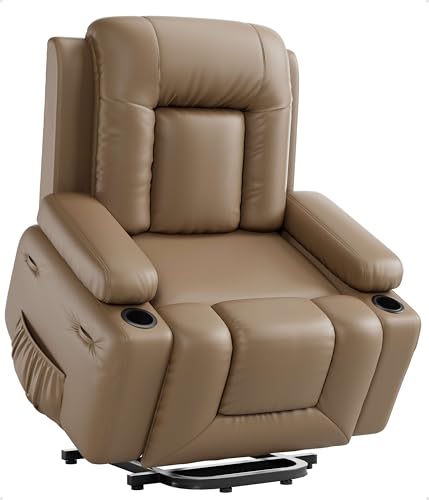 GarveeHome Power Lift Recliner Chair with Heat and Massage, Faux PU, for Elderly I162