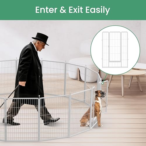 HealSmart Dog Playpen Indoor 32" Height 8 Panels for Small/Medium Dogs, Black J454