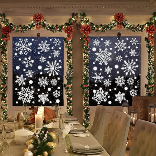 Extra Large Glitter Snowflake Window Clings Christmas White Window Decals L83083