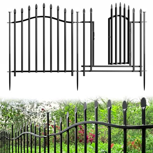8 Panels Tall No Dig Garden Fence 40in H x 18ft L Rustproof Metal Barrier H7450