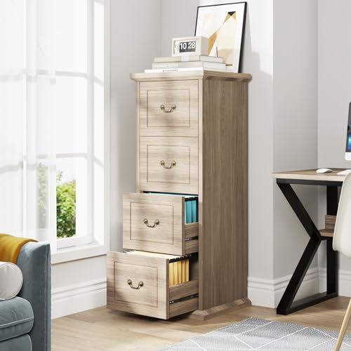Tribesigns 4-Drawer Vertical File Cabinet for Home Office, Walnut E683